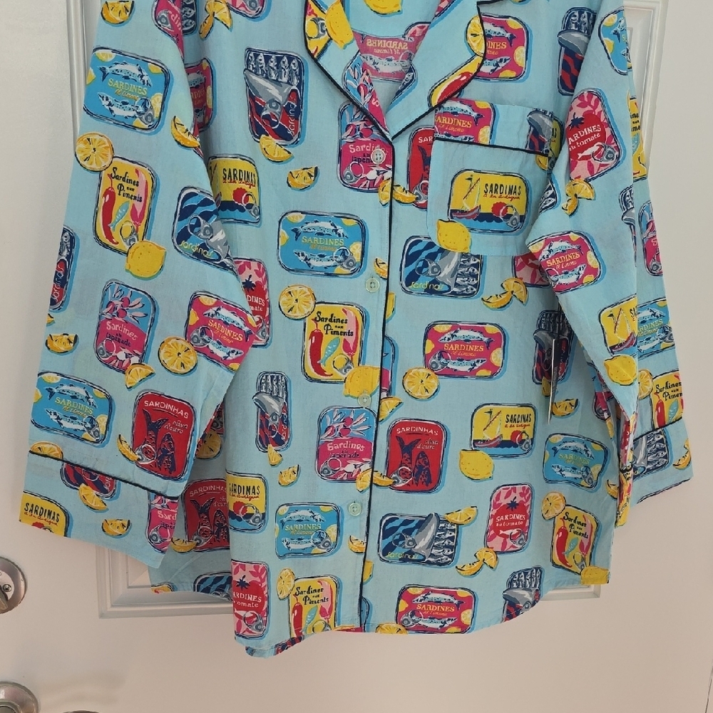 Printfresh Cotton Pajamas Sardine/Lemon Graphic Design. Size 2X NWT - Picture 4 of 16